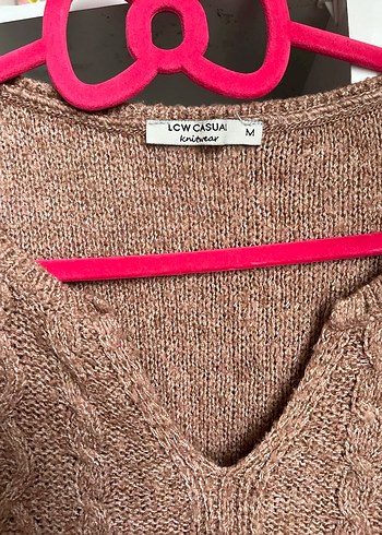 Kadın Kahverengi V Yaka Örgü Kazak - Görsel 2