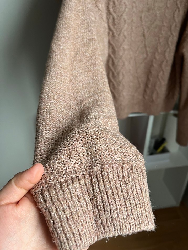 Kadın Kahverengi V Yaka Örgü Kazak - Görsel 4