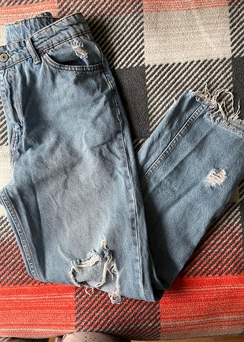 Gevşek Kesim Mavi Denim Kadın Jean