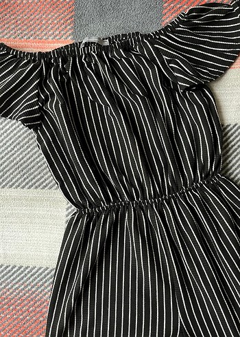 Siyah Çizgili Fırfırlı Tulum - Görsel 4