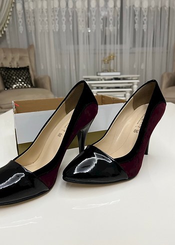 Bordo Rugan Stiletto Kadın Topuklu Ayakkabı - Görsel 4