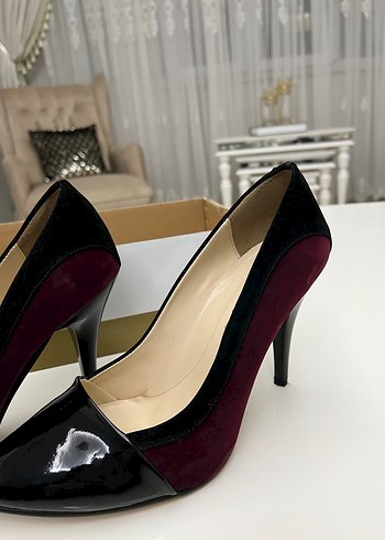 Bordo Rugan Stiletto Kadın Topuklu Ayakkabı - Görsel 6