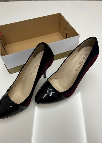 Bordo Rugan Stiletto Kadın Topuklu Ayakkabı - Görsel 5