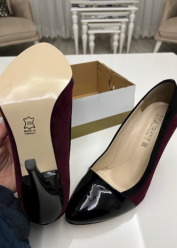 Bordo Rugan Stiletto Kadın Topuklu Ayakkabı - Görsel 7