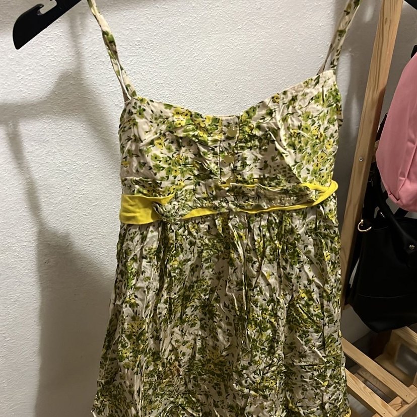 Yeşil Bağlama Desenli Uzun Askılı Bohem Elbise - Görsel 2