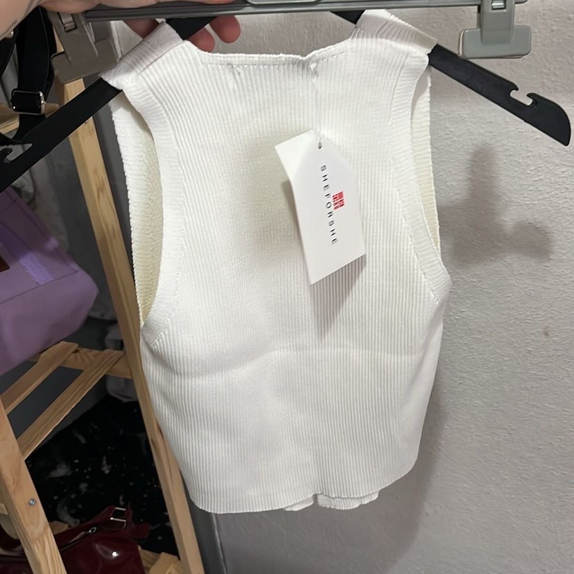 Düğmeli Beyaz Mini Pamuklu Kadın Yelek - Görsel 3