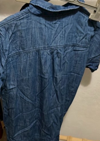 Kısa Kollu Lacivert Kot Elbise - Görsel 4