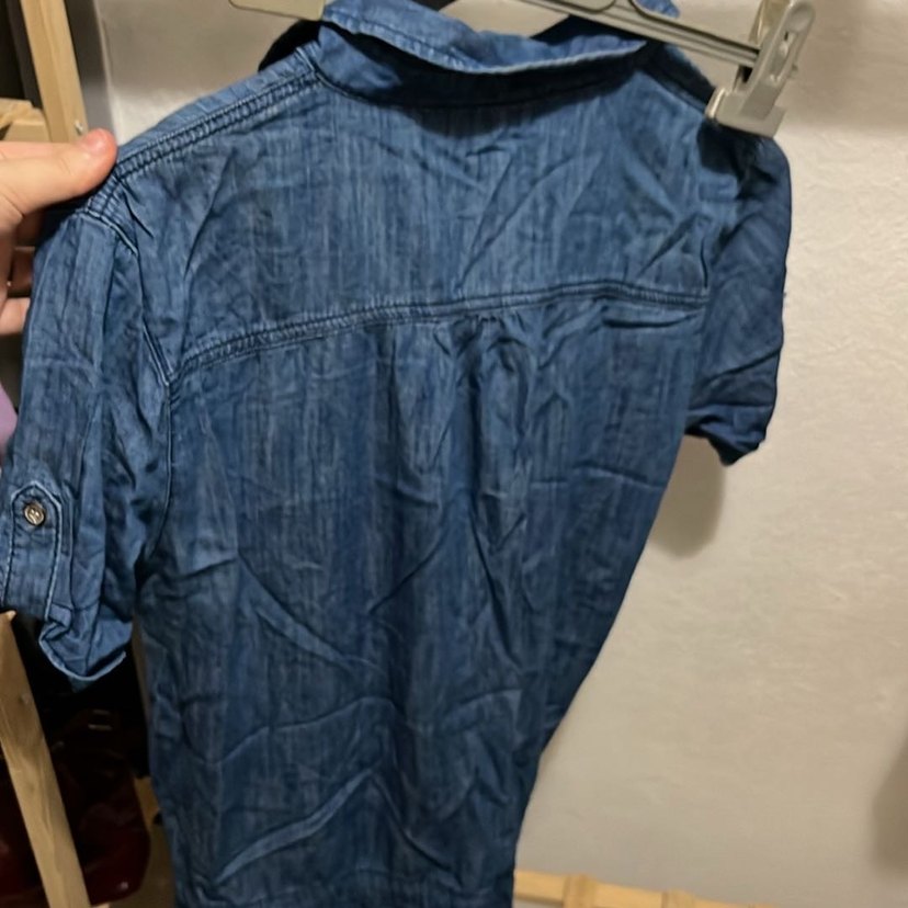 Kısa Kollu Lacivert Kot Elbise - Görsel 4