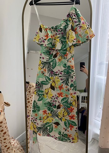 Çiçek Desenli Uzun Bohem Elbise - Görsel 2