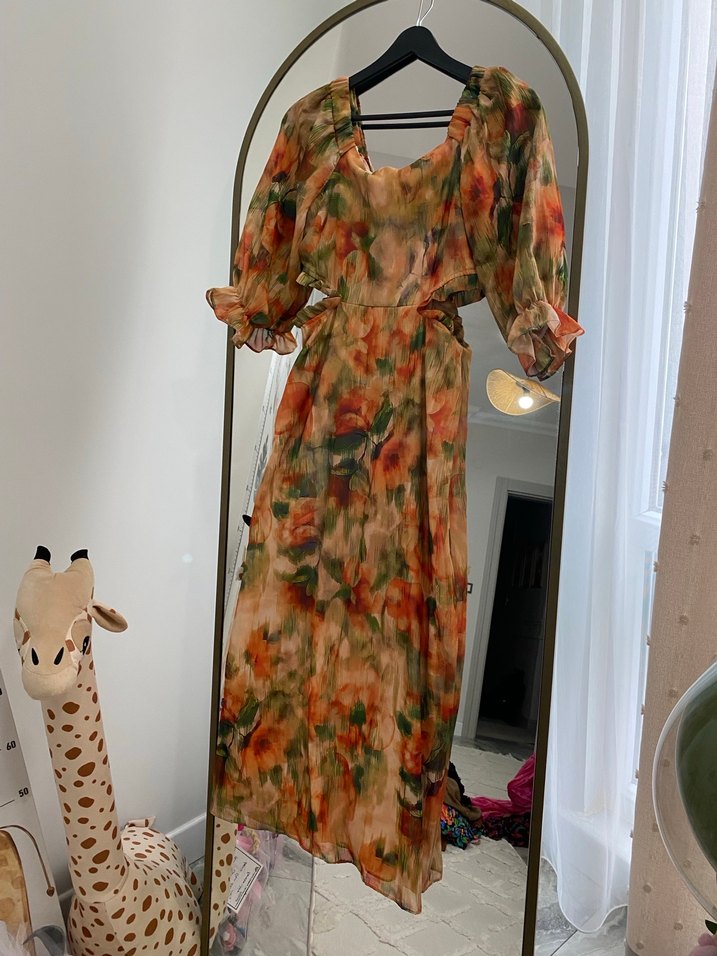 Uzun Bağcıklı Çok Renkli Bohem Elbise - Görsel 2