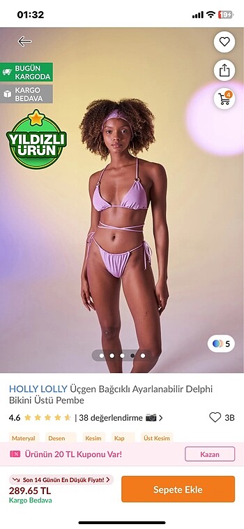 m Beden Bikini üstü