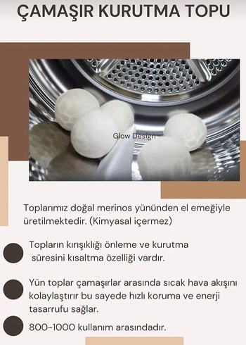 6'lı %100 Doğal Yün Kurutma Topu - Görsel 2