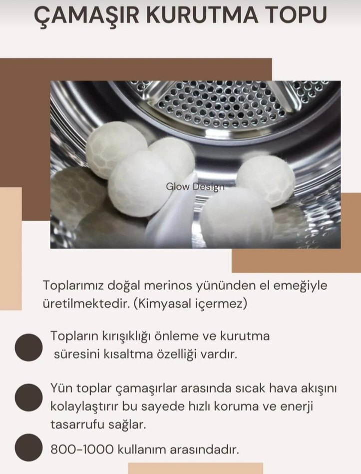 6'lı %100 Doğal Yün Kurutma Topu - Görsel 2