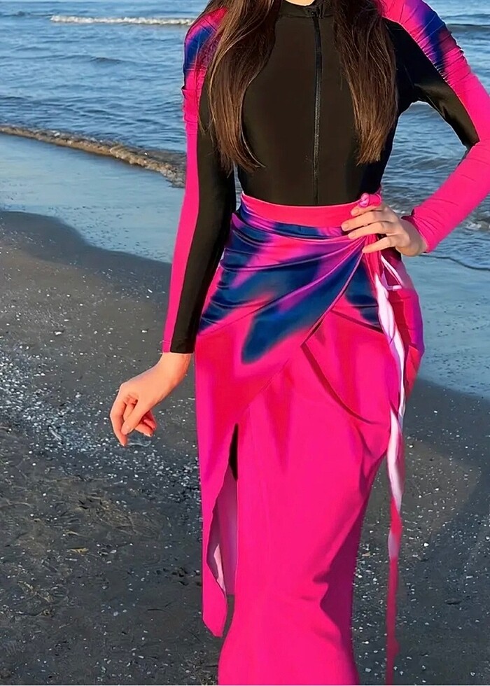 Tesettür pareo mayo takım - Görsel 4