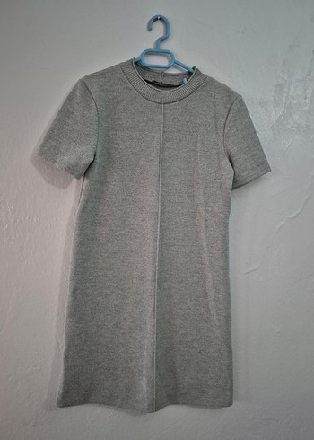 zara gri Kısa Kollu Midi Elbise