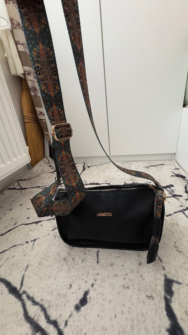 Siyah Yılan Derisi Deri Kadın Çanta - Görsel 4