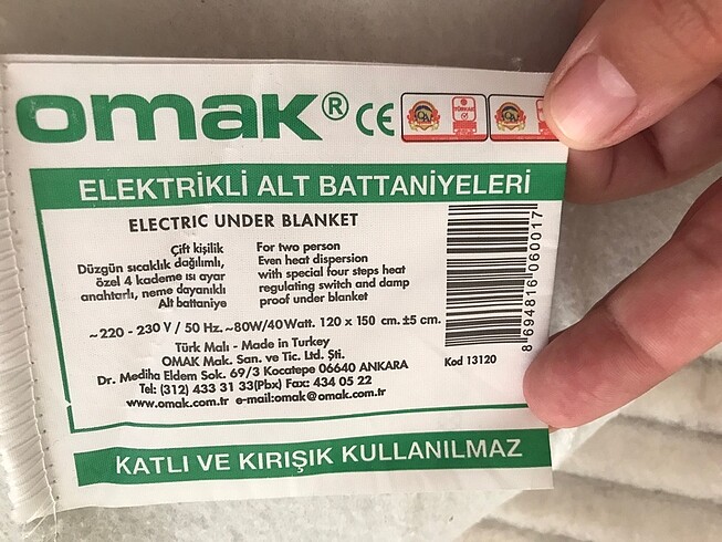 Elektrikli Battaniye