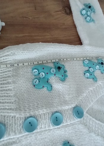 9-12 Ay Beden Renkli Nakışlı Erkek Çocuk Triko Hırka