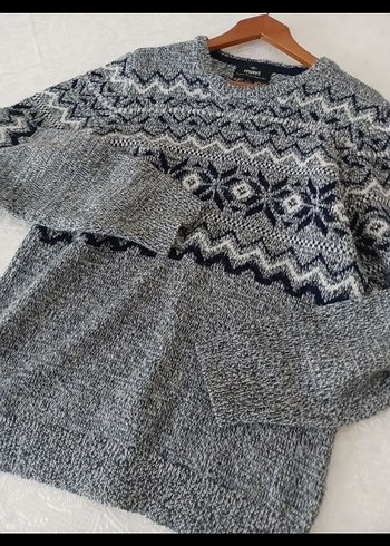 Gri Desenli Erkek Triko Kazak - Görsel 3