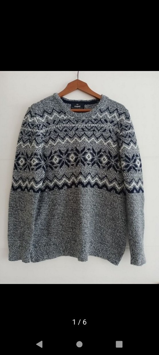 Gri Desenli Erkek Triko Kazak - Görsel 5