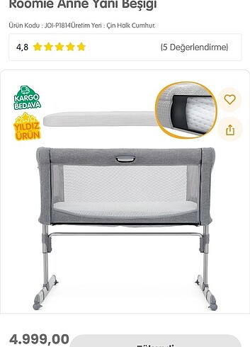 Beden Joie Anne Yanı Beşik ve Reflü Yataklı eğimli