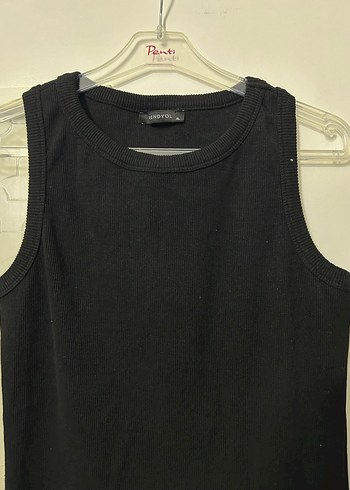 Kadın Siyah Kolsuz Triko Midi Elbise - Görsel 3