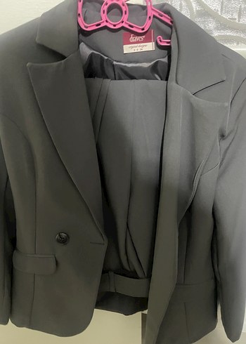 Gri Kadın Ofis Blazeri, Düğmeli, Normal Boy - Görsel 2