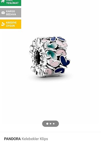 Kelebekler klips charm