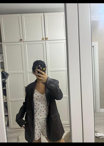 bershka kahverengi deri blazer