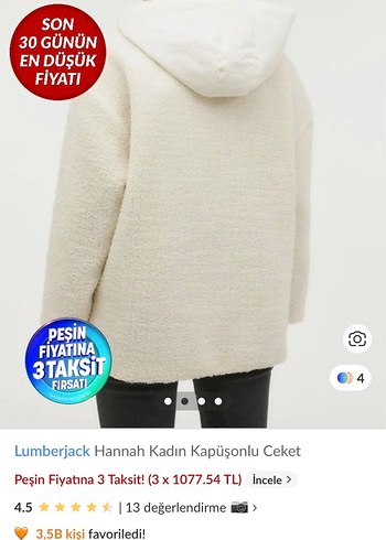 Lumberjack Hannah Kadın Beyaz Peluş Ceket - Görsel 2