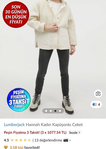 Lumberjack Hannah Kadın Beyaz Peluş Ceket - Görsel 3