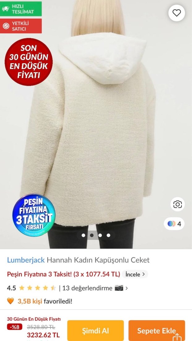 Lumberjack Hannah Kadın Beyaz Peluş Ceket - Görsel 2