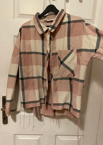 Düğmeli Pembe Salaş oduncu Gömlek - Görsel 2