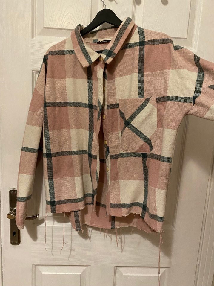 Düğmeli Pembe Salaş oduncu Gömlek - Görsel 2