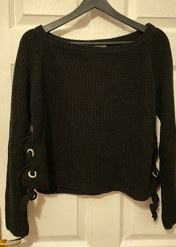 Siyah Örgü Kadın Triko Kazak - Görsel 3