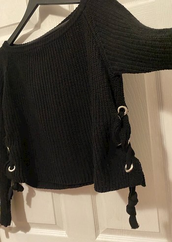 Siyah Örgü Kadın Triko Kazak - Görsel 2