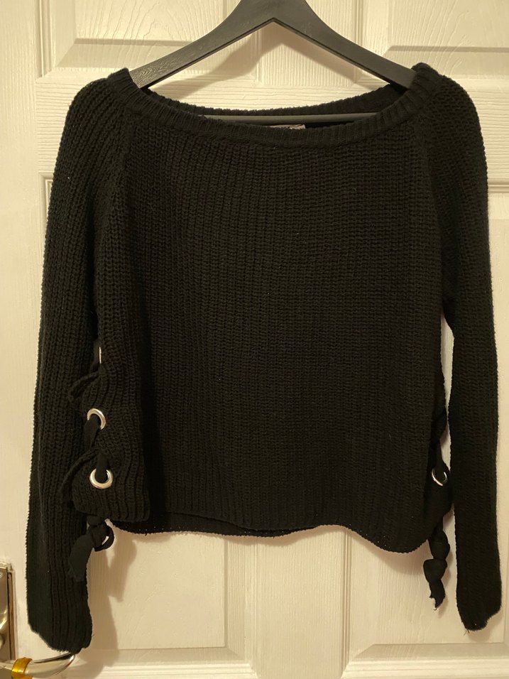 Siyah Örgü Kadın Triko Kazak - Görsel 3