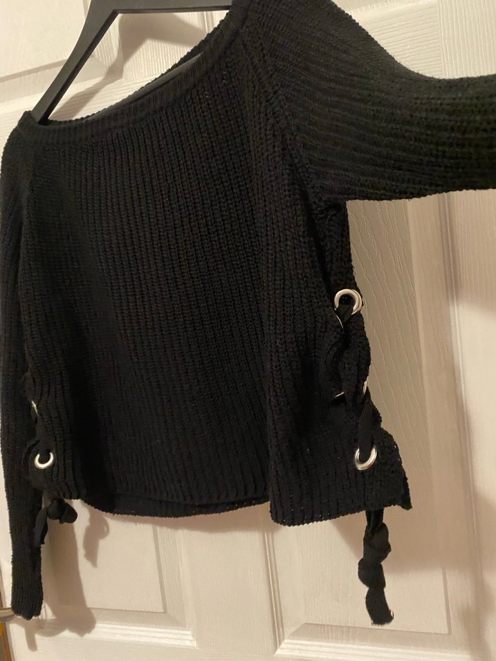 Siyah Örgü Kadın Triko Kazak - Görsel 2