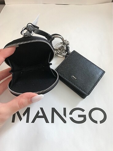 Beden siyah Renk Mango anahtarlıklı aynalı cüzdan