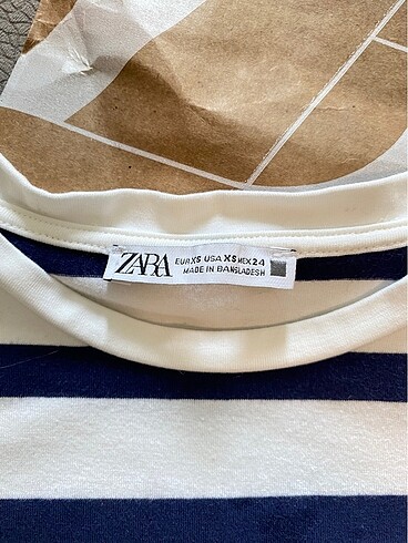 Zara Zara lacivert çizgili tişört tshirt bluz crop