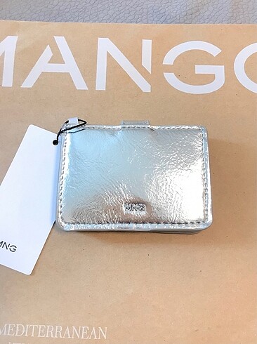 Mango Mango metalik gümüş kartlık cüzdan