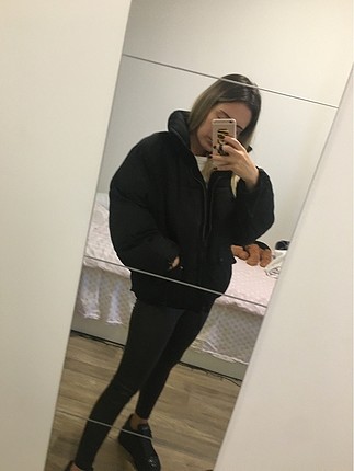 Siyah oversize mont