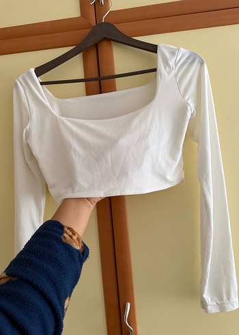 Kadın Beyaz Basic Uzun Kollu Bluz - Görsel 2