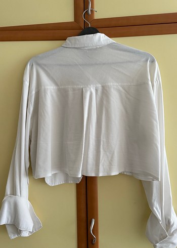 Düğmeli Beyaz Keten Gömlek - Görsel 3