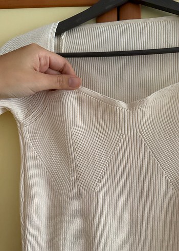 Beyaz V Yaka Kadın Triko Kazak - Görsel 2