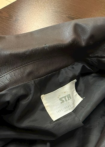 Düğmeli Siyah Deri Blazer - Görsel 4