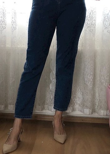Addax Koyu Mavi Midi Boy Kadın Denim Pantolon