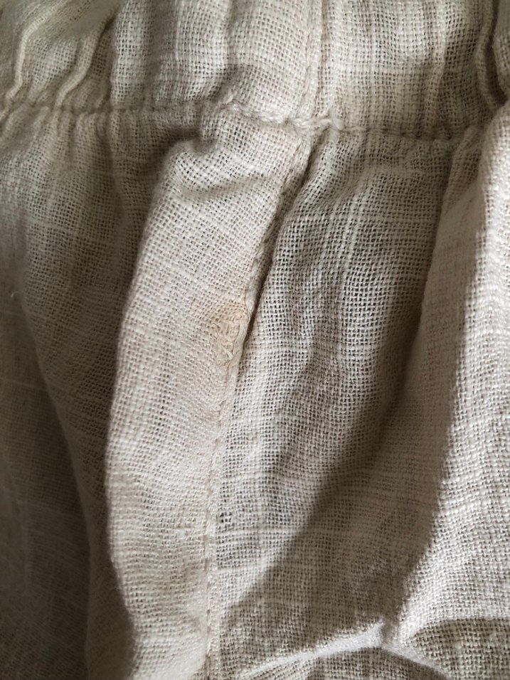 Bej Bol Kesim Keten Midi Kadın Pantolon - Görsel 4