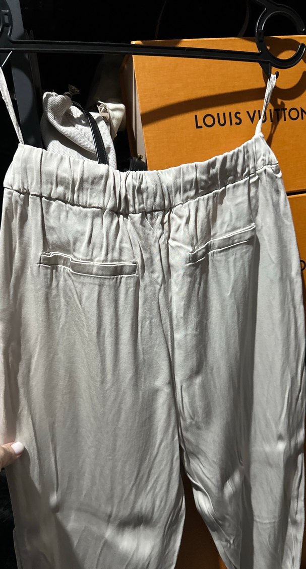 Gri Kemerli Rahat Kesim Kadın Keten Pantolon - Görsel 4