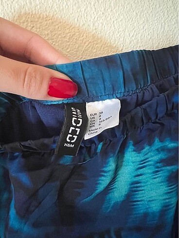 H&M H&m Lacivert Çiçekli Şifon Elbise